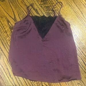 Like New - Lace Satin Maroon Burgundy Top - Size S